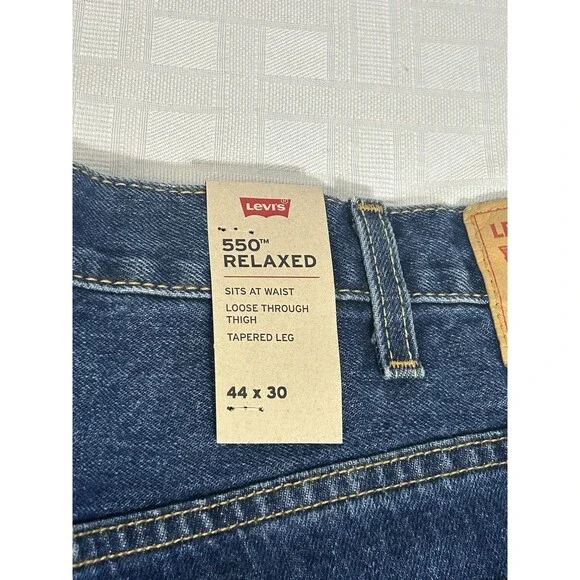 NEW NWT! Levi's 550 Relaxed Men's 44 X 30 Tapered Cotton Denim Jeans Dark Blue - Picture 7 of 12